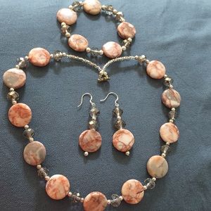 Coral Marble Gem Jewelry Set